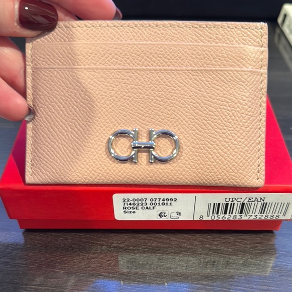 Salvatore Ferragamo Accessories - Brand New Salvatore Ferragamo Rose Calf Leather Card Holder